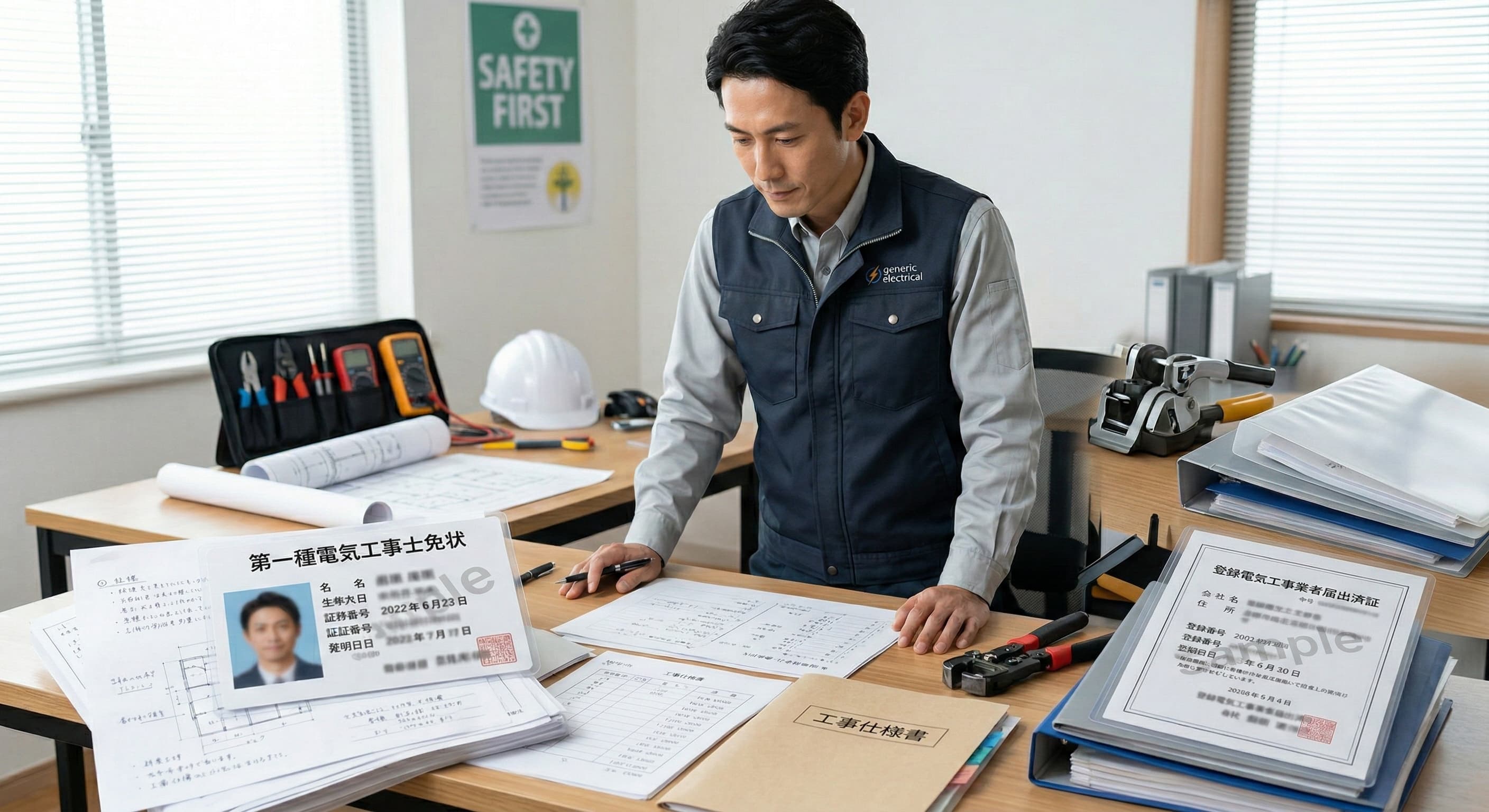 電気工事士の資格証を手にする佐藤氏